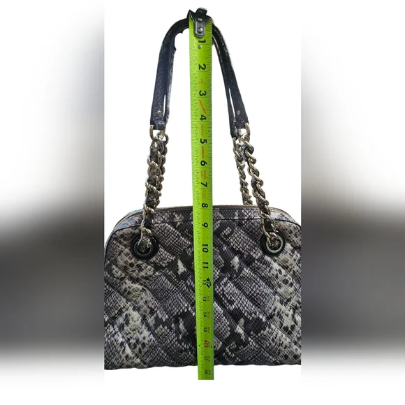Kate Spade New York Snakeskin Print Shoulder Bag Chain Strap Neutral Python Look - Picture 12 of 16